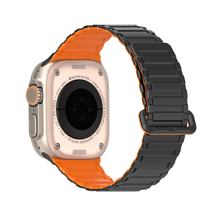 For Apple Watch Series 6 44mm DUX DUCIS KJ Series Magnetic Buckle Silicone Watch Band(Black Orange) - Watch Bands by DUX DUCIS | Online Shopping UK | buy2fix