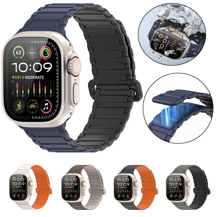 For Apple Watch Series 8 45mm DUX DUCIS KJ Series Magnetic Buckle Silicone Watch Band(Black Blue) - Watch Bands by DUX DUCIS | Online Shopping UK | buy2fix