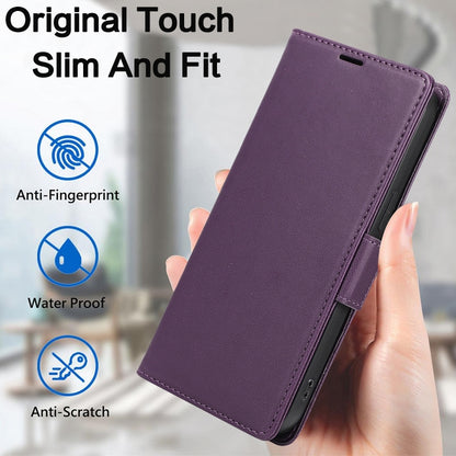 For iPhone 16 Pro Side Buckle RFID Anti-theft Leather Phone Case(Dark Purple) - iPhone 16 Pro Cases by buy2fix | Online Shopping UK | buy2fix