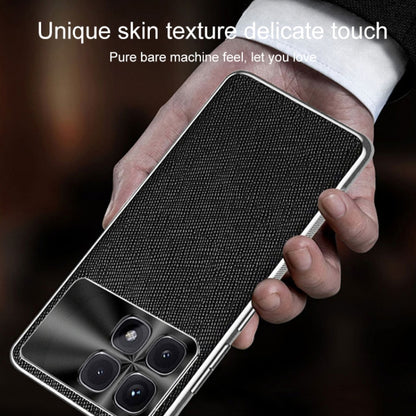 For Redmi K70 Silver Edge Cross Texture PU Leather Phone Case(Black) - K70 Cases by buy2fix | Online Shopping UK | buy2fix