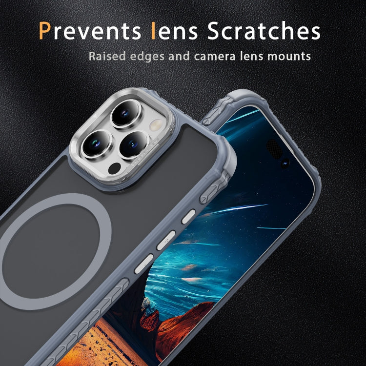 For iPhone 16 Pro Rainbow Series Skin Feel MagSafe Lens Holder Phone Case(Grey) - iPhone 16 Pro Cases by buy2fix | Online Shopping UK | buy2fix