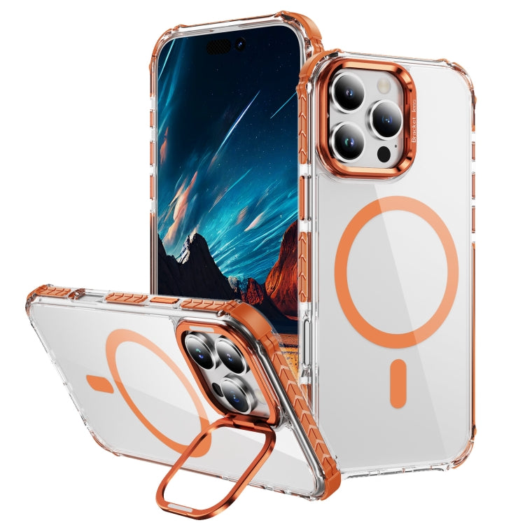 For iPhone 16 Pro Max Rainbow Series Transparent MagSafe Lens Holder Phone Case(Orange) - iPhone 16 Pro Max Cases by buy2fix | Online Shopping UK | buy2fix