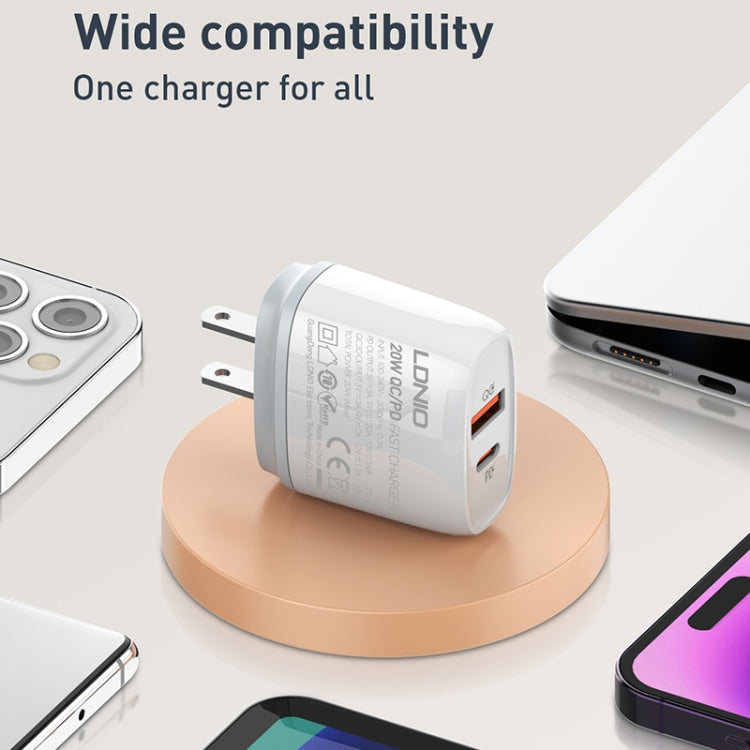 LDNIO Q229 QC3.0 / PD20W USB + Type-C Fast Charger with 1m Type-C to 8 Pin Cable, Plug Type:UK Plug(White) - USB Charger by LDNIO | Online Shopping UK | buy2fix