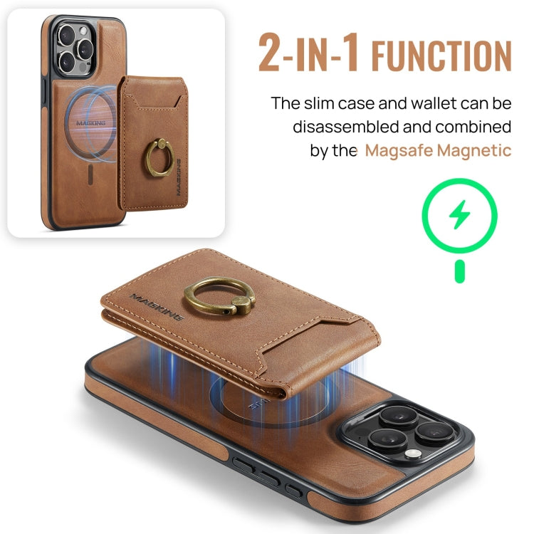 For iPhone 15 Pro Max DG.MING K1 MagSafe Detachable Wallet RFID Back Cover Phone Case(Brown) - iPhone 15 Pro Max Cases by DG.MING | Online Shopping UK | buy2fix