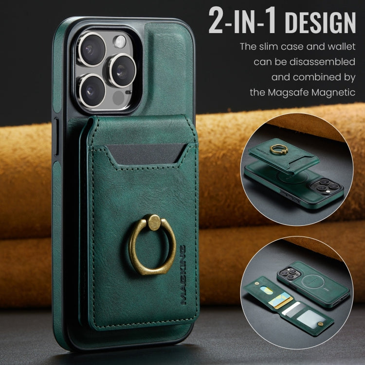 For iPhone 15 DG.MING K1 MagSafe Detachable Wallet RFID Back Cover Phone Case(Green) - iPhone 15 Cases by DG.MING | Online Shopping UK | buy2fix