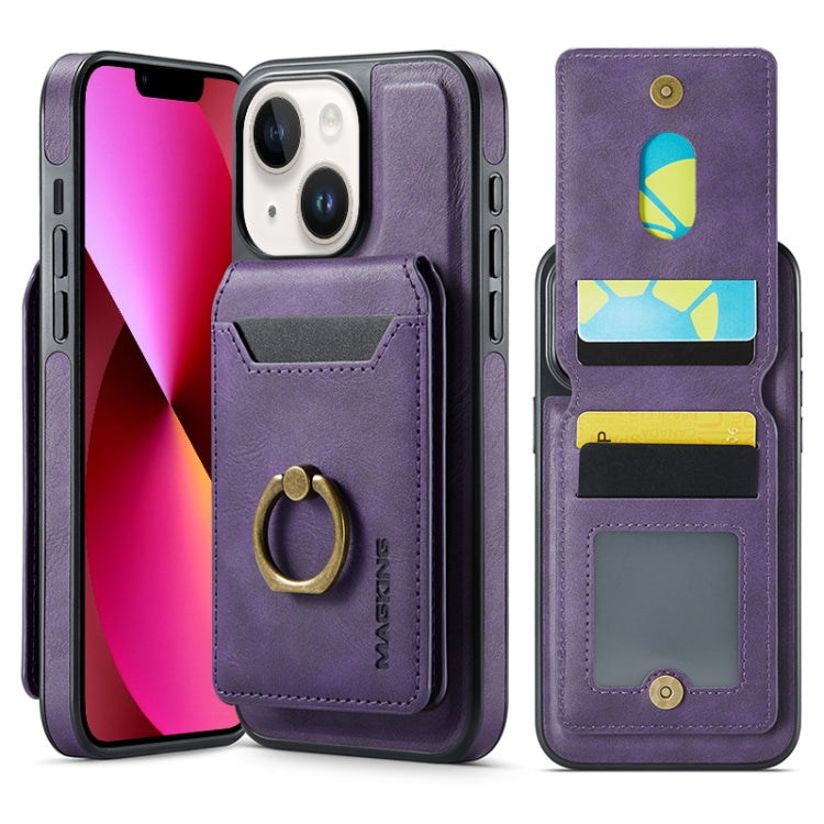 For iPhone 13 DG.MING K1 MagSafe Detachable Wallet RFID Back Cover Phone Case(Purple) - iPhone 13 Cases by DG.MING | Online Shopping UK | buy2fix