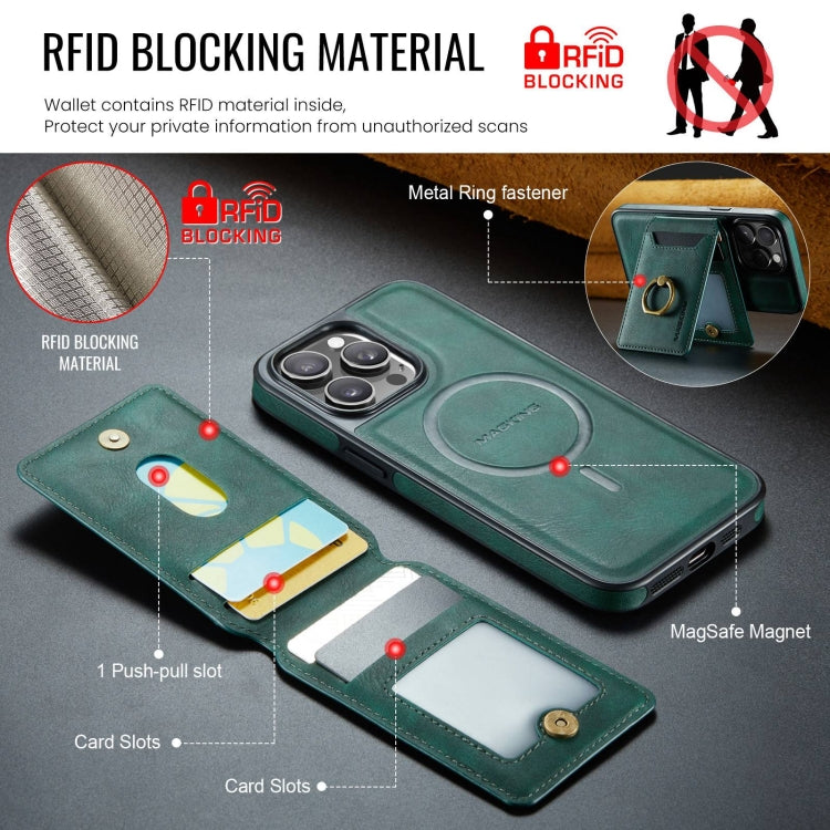 For iPhone 13 DG.MING K1 MagSafe Detachable Wallet RFID Back Cover Phone Case(Green) - iPhone 13 Cases by DG.MING | Online Shopping UK | buy2fix