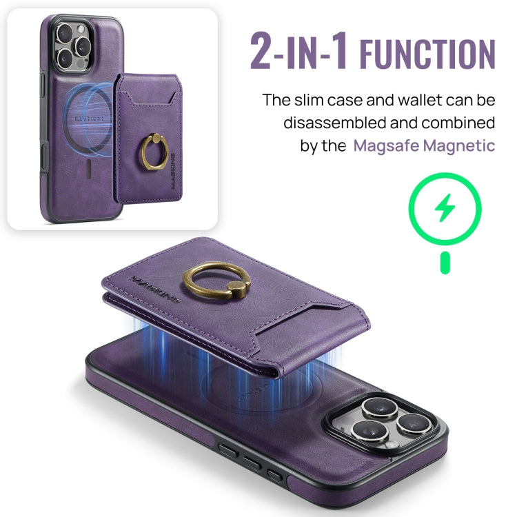 For iPhone 16 Pro DG.MING K1 MagSafe Detachable Wallet RFID Back Cover Phone Case(Purple) - iPhone 16 Pro Cases by DG.MING | Online Shopping UK | buy2fix