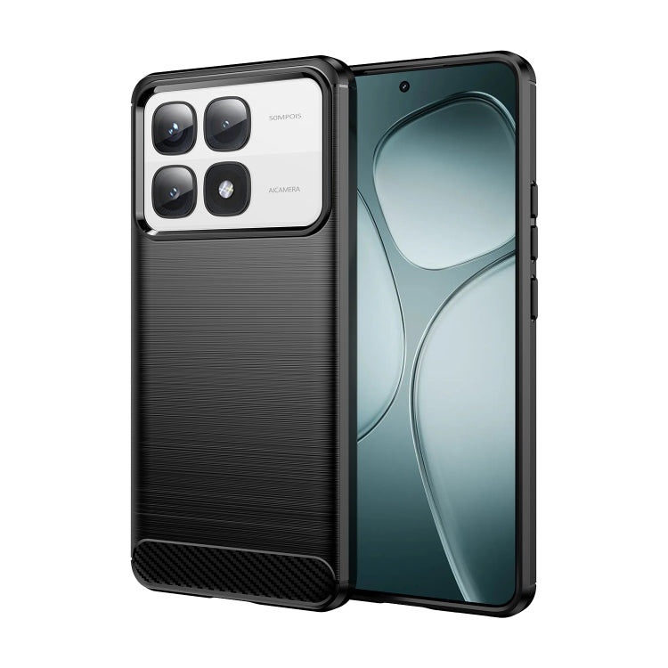 For Redmi K70 Ultra Brushed Texture Carbon Fiber TPU Phone Case(Black) - Xiaomi Cases by buy2fix | Online Shopping UK | buy2fix