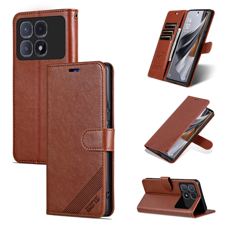 For Redmi K70 Ultra AZNS Sheepskin Texture Flip Leather Phone Case(Brown) - Xiaomi Cases by AZNS | Online Shopping UK | buy2fix