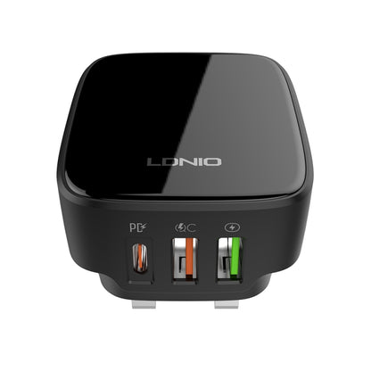 LDNIO Q334 32W Type-C + Dual USB Port Charger with 1m 8 Pin Data Cable, Plug Type:UK Plug(Black) - USB Charger by LDNIO | Online Shopping UK | buy2fix