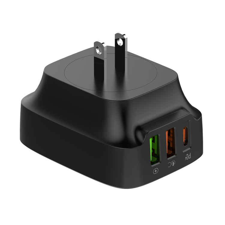 LDNIO Q334 32W Type-C + Dual USB Port Charger with 1m USB-C / Type-C to USB-C / Type-C Data Cable, Plug Type:US Plug(Black) - USB Charger by LDNIO | Online Shopping UK | buy2fix