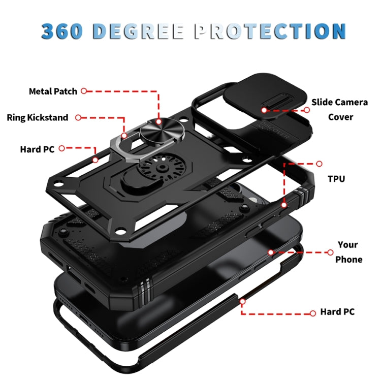 For iPhone 16 Pro Max Sliding Camshield TPU + PC Phone Case with Holder(Black) - iPhone 16 Pro Max Cases by buy2fix | Online Shopping UK | buy2fix