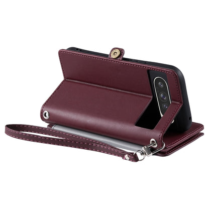 For Google Pixel 9 Pro XL Leather Stitching Multi-card Slot Zipper Phone Case(Wine Red) - Google Cases by buy2fix | Online Shopping UK | buy2fix