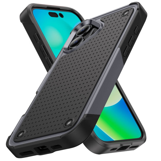 For iPhone 16 PC + TPU Shockproof Protective Phone Case(Grey+Black) - iPhone 16 Cases by buy2fix | Online Shopping UK | buy2fix