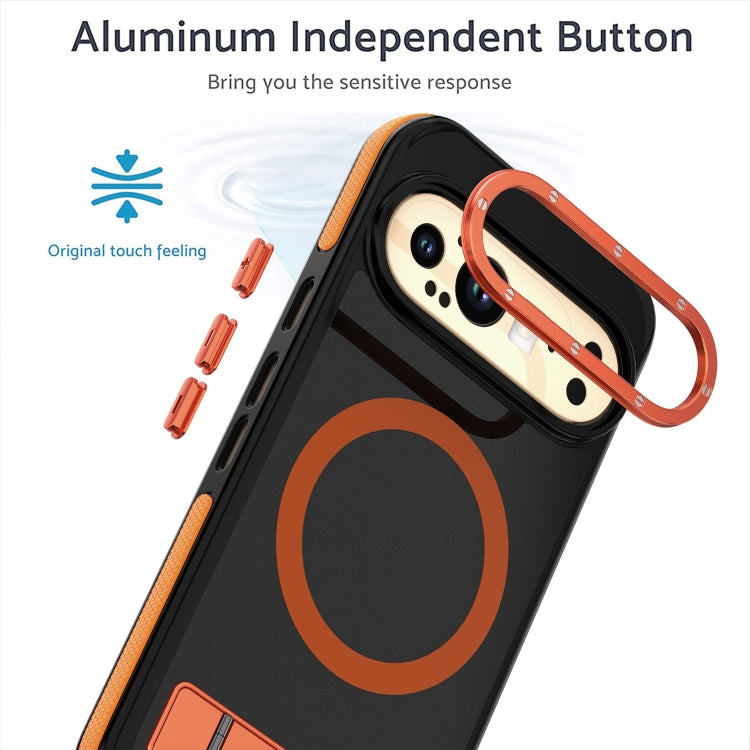 For Google Pixel 9 Pro XL Dual-Color Skin Feel Magsafe Phone Case with Holder(Orange) - Google Cases by buy2fix | Online Shopping UK | buy2fix