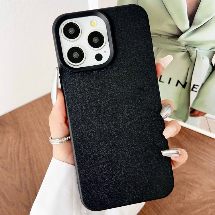 For iPhone 16 Pro Max Leather Texture TPU Full Coverage Phone Case(Black) - iPhone 16 Pro Max Cases by buy2fix | Online Shopping UK | buy2fix