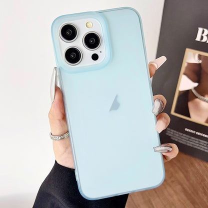 For iPhone 16 Pro Frosted Translucent TPU Full Coverage Phone Case(Light Blue) - iPhone 16 Pro Cases by buy2fix | Online Shopping UK | buy2fix