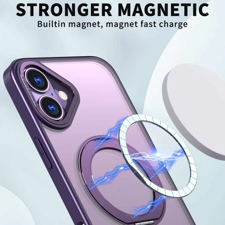 For iPhone 16 Wing Series MagSafe Magnetic Ring Holder Phone Case(Dark Purple) - iPhone 16 Cases by buy2fix | Online Shopping UK | buy2fix