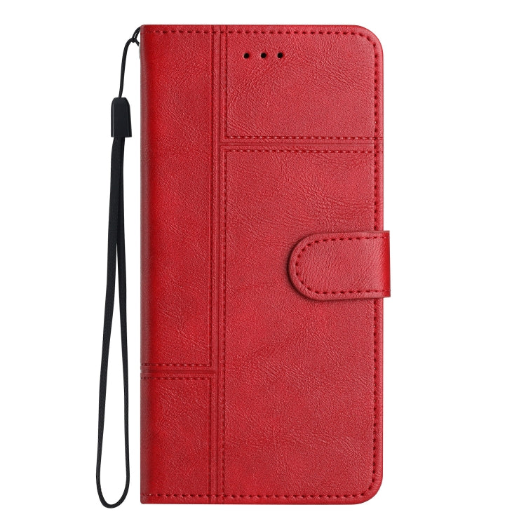 For iPhone 16 Cowhide Texture Stitching Leather Phone Case(Red) - iPhone 16 Cases by buy2fix | Online Shopping UK | buy2fix