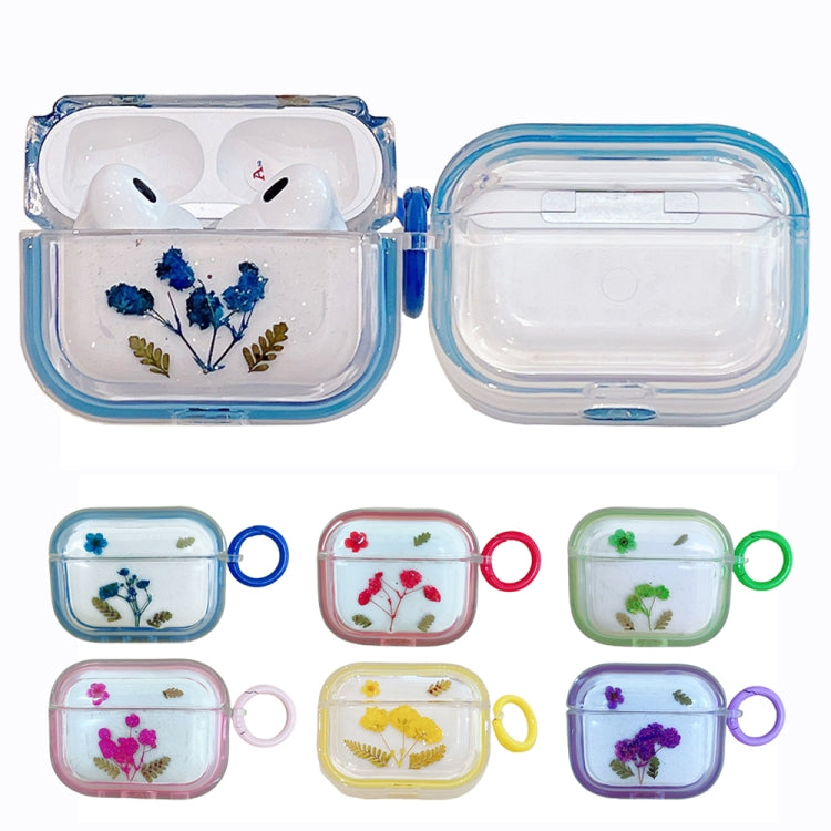 For AirPods 3 Glitter Starry Epoxy Dried Flowers Earbuds Box TPU Case(Dark Blue) - For AirPods 3 by buy2fix | Online Shopping UK | buy2fix