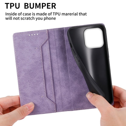 For iPhone 16 Pro Max Business Solid Color Magnetic RFID Leather Phone Case(Purple) - iPhone 16 Pro Max Cases by buy2fix | Online Shopping UK | buy2fix