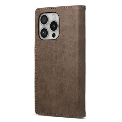 For iPhone 16 Pro Business Solid Color Magnetic RFID Leather Phone Case(Brown) - iPhone 16 Pro Cases by buy2fix | Online Shopping UK | buy2fix