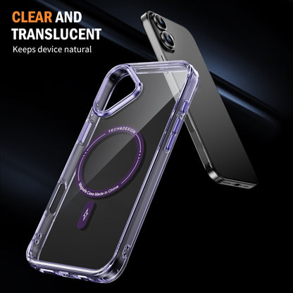 For iPhone 16 Airbag Magsafe PC Hybrid TPU Phone Case(Clear Purple) - iPhone 16 Cases by buy2fix | Online Shopping UK | buy2fix