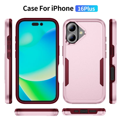 For iPhone 16 Plus Pioneer Armor Heavy Duty PC + TPU Phone Case(Pink+Rose Red) - iPhone 16 Plus Cases by buy2fix | Online Shopping UK | buy2fix