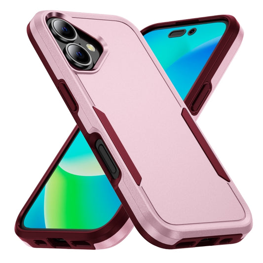 For iPhone 16 Pioneer Armor Heavy Duty PC + TPU Phone Case(Pink+Rose Red) - iPhone 16 Cases by buy2fix | Online Shopping UK | buy2fix