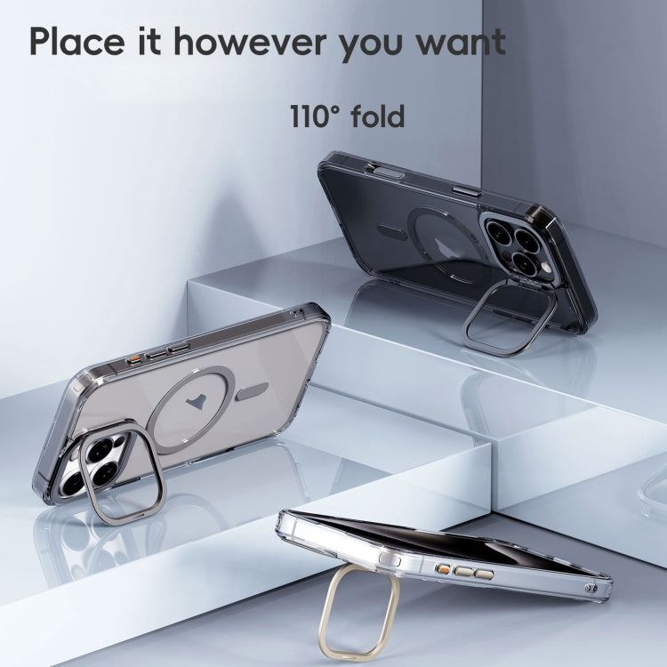 For iPhone 16 Pro Max Frosted Crystal Clear Lens Holder MagSafe Magnetic Phone Case(Transparent Grey) - iPhone 16 Pro Max Cases by buy2fix | Online Shopping UK | buy2fix