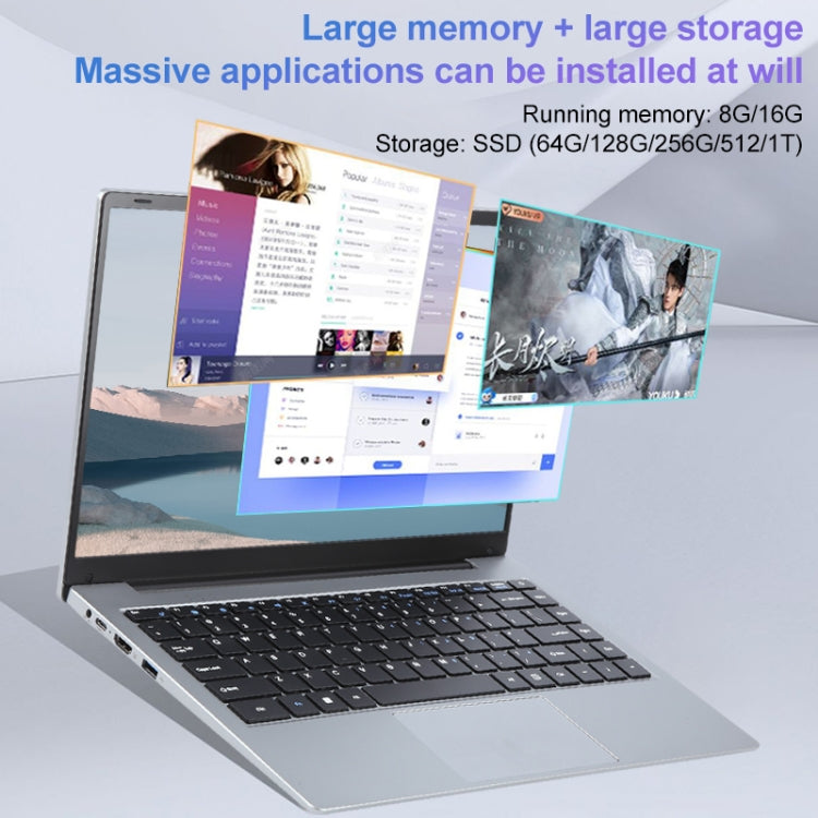 14 inch Windows 11 Laptop, 16GB+256GB, Gen 4th Intel Core i3 CPU, 180 Degree Rotation Axis(Silver) - Others by buy2fix | Online Shopping UK | buy2fix