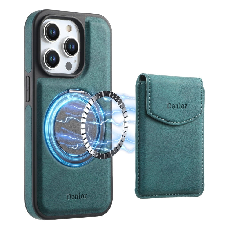 For iPhone 15 Pro Max Denior D20 Skin Feel MagSafe Holder Detachable Card Slot Phone Case(Blue) - iPhone 15 Pro Max Cases by Denior | Online Shopping UK | buy2fix