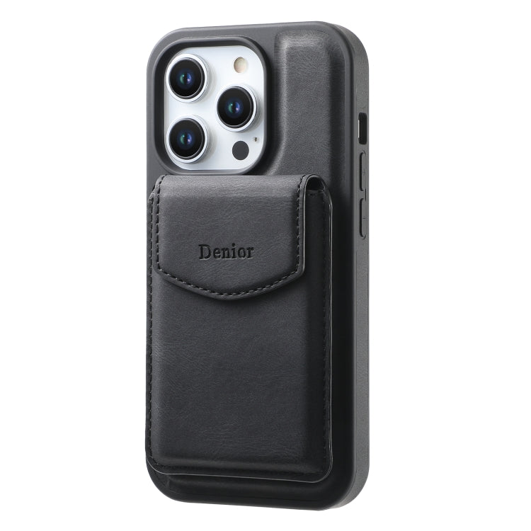 For iPhone 15 Pro Max Denior D20 Skin Feel MagSafe Holder Detachable Card Slot Phone Case(Black) - iPhone 15 Pro Max Cases by Denior | Online Shopping UK | buy2fix