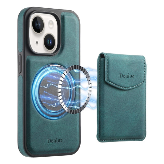 For iPhone 14 / 13 Denior D20 Skin Feel MagSafe Holder Detachable Card Slot Phone Case(Blue) - iPhone 14 Cases by Denior | Online Shopping UK | buy2fix