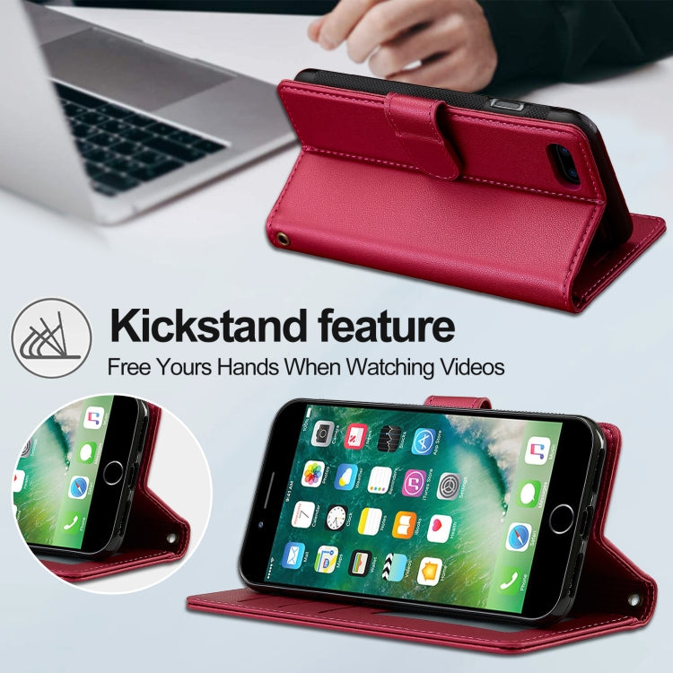 For iPhone 7 Plus / 8 Plus LC.IMEEKE L2 Series Detachable Magsafe PU Phone Case with Lanyard(Red) - More iPhone Cases by LC.IMEEKE | Online Shopping UK | buy2fix