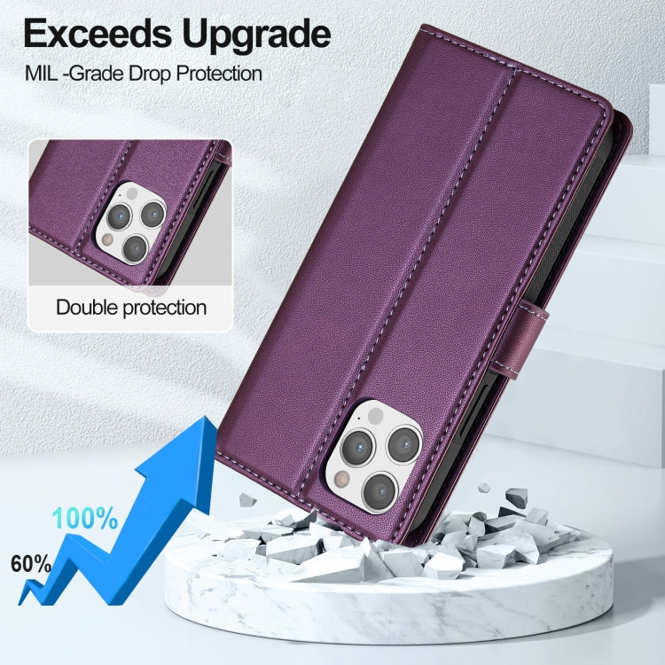 For iPhone 12 Pro Max LC.IMEEKE L2 Series Detachable Magsafe PU Phone Case with Lanyard(Purple) - iPhone 12 Pro Max Cases by LC.IMEEKE | Online Shopping UK | buy2fix