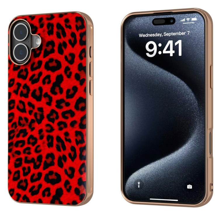 For iPhone 16 Nano Plating Leopard Print Phone Case(Red) - iPhone 16 Cases by buy2fix | Online Shopping UK | buy2fix