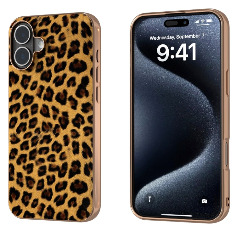 For iPhone 16 Plus Nano Plating Leopard Print Phone Case(Brown) - iPhone 16 Plus Cases by buy2fix | Online Shopping UK | buy2fix