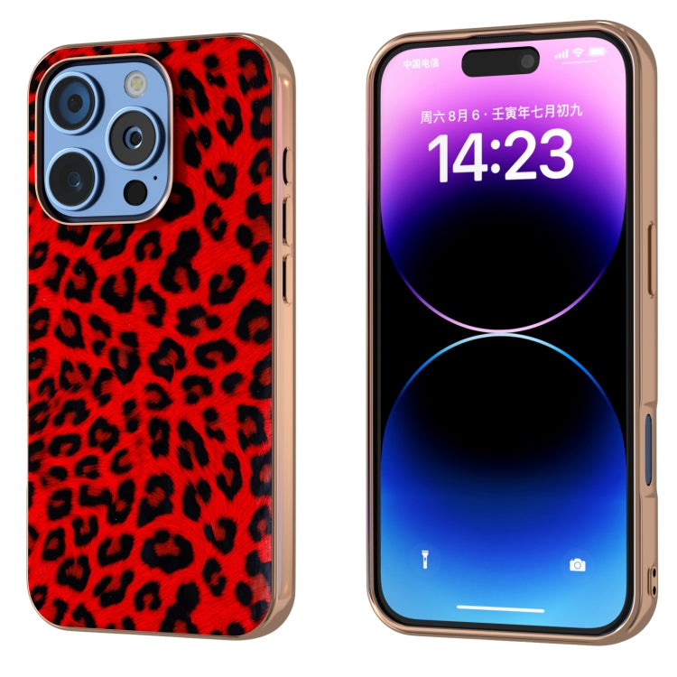 For iPhone 16 Pro Nano Plating Leopard Print Phone Case(Red) - iPhone 16 Pro Cases by buy2fix | Online Shopping UK | buy2fix