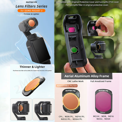 For DJI Osmo Pocket 3 Sunnylife Camera Lens Magnetic Metal Filter, No Impact On Gimbal Reset, Filter:4 in 1 UV CPL ND32 ND64 - Lens Accessories by Sunnylife | Online Shopping UK | buy2fix