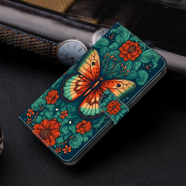 For iPhone 16 Pro Max Crystal Painted Leather Phone case(Flower Butterfly) - iPhone 16 Pro Max Cases by buy2fix | Online Shopping UK | buy2fix