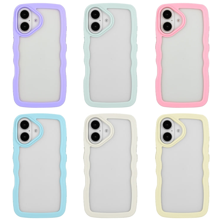 For iPhone 16 Candy Color Wave TPU Clear PC Phone Case(Purple) - iPhone 16 Cases by buy2fix | Online Shopping UK | buy2fix