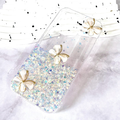 For iPhone 16 Plus Luminous Starry Sky Glitter Butterfly TPU Phone Case(White) - iPhone 16 Plus Cases by buy2fix | Online Shopping UK | buy2fix