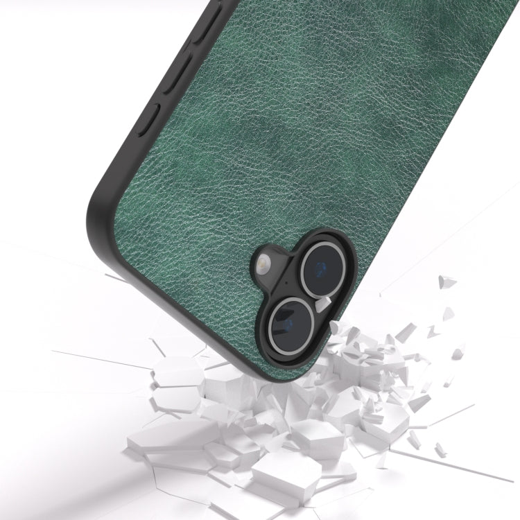 For iPhone 16 Dual Color Lichi Texture PU Phone Case(Green) - iPhone 16 Cases by buy2fix | Online Shopping UK | buy2fix