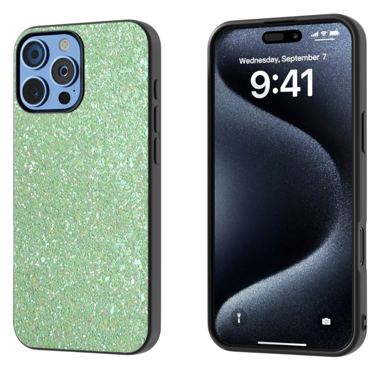 For iPhone 16 Pro Black Frame Colorful Glitter Phone Case(Dark Green) - iPhone 16 Pro Cases by buy2fix | Online Shopping UK | buy2fix