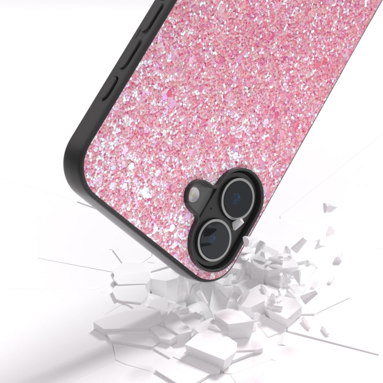 For iPhone 16 Black Frame Colorful Glitter Phone Case(Purple Pink) - iPhone 16 Cases by buy2fix | Online Shopping UK | buy2fix