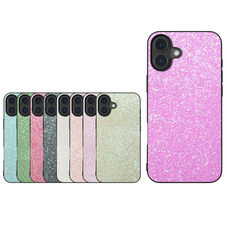 For iPhone 16 Black Frame Colorful Glitter Phone Case(Black Green) - iPhone 16 Cases by buy2fix | Online Shopping UK | buy2fix