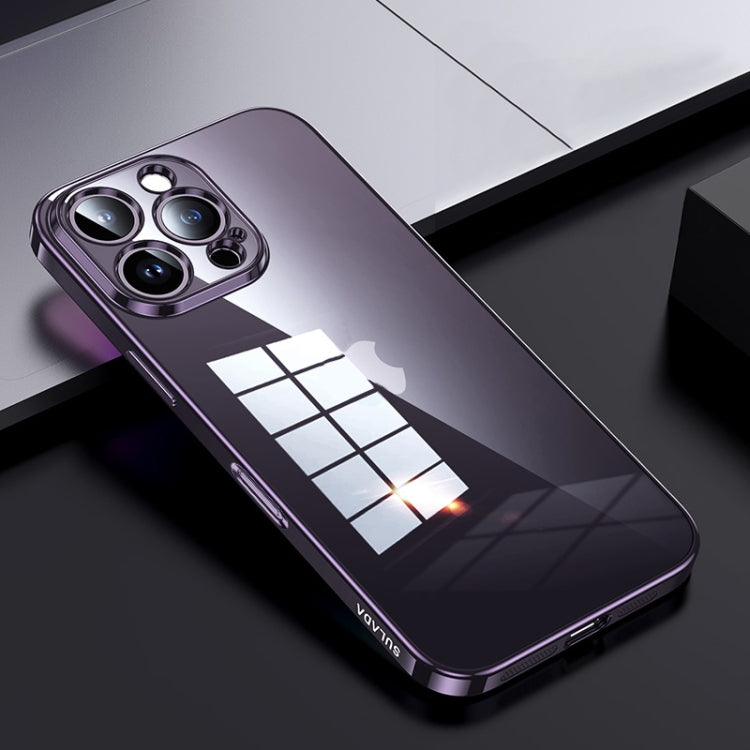 For iPhone 16 Pro SULADA Shine Through Series Plating TPU Transparent Phone Case(Dark Purple) - iPhone 16 Pro Cases by SULADA | Online Shopping UK | buy2fix