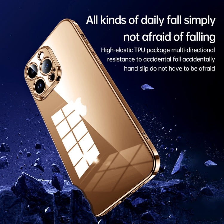 For iPhone 16 Pro SULADA Shine Through Series Plating TPU Transparent Phone Case(Gold) - iPhone 16 Pro Cases by SULADA | Online Shopping UK | buy2fix